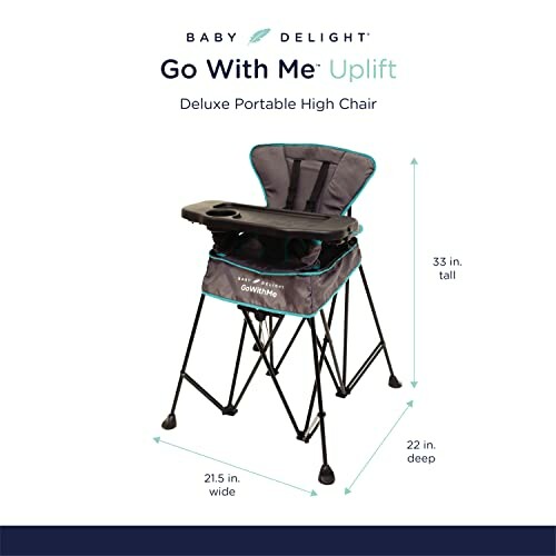 Baby Delight Uplift Deluxe Portable High Chair with dimensions