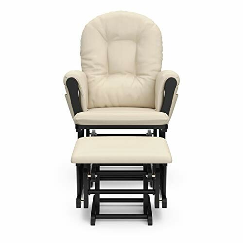 Cream upholstered glider rocking chair with ottoman