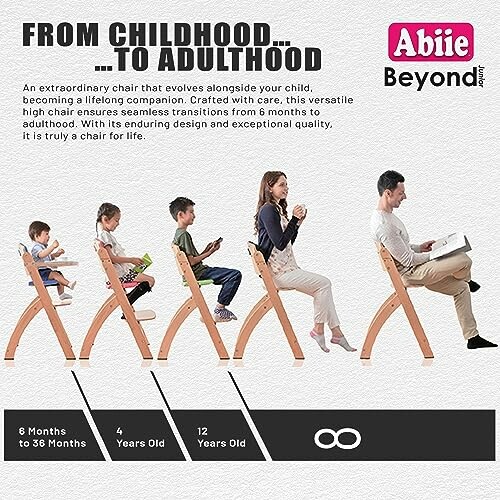 High chair evolving from childhood to adulthood with versatile design.