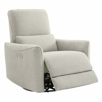 Modern fabric recliner chair in light gray.