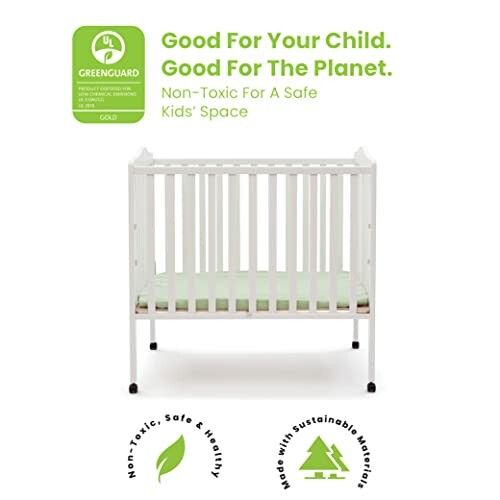 White baby crib with eco-friendly certification