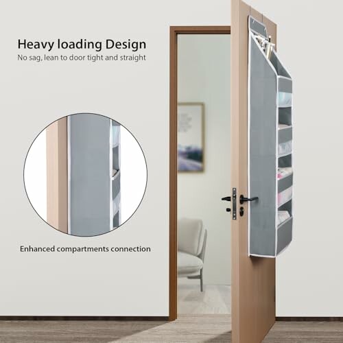 Over-the-door hanging organizer for storage.