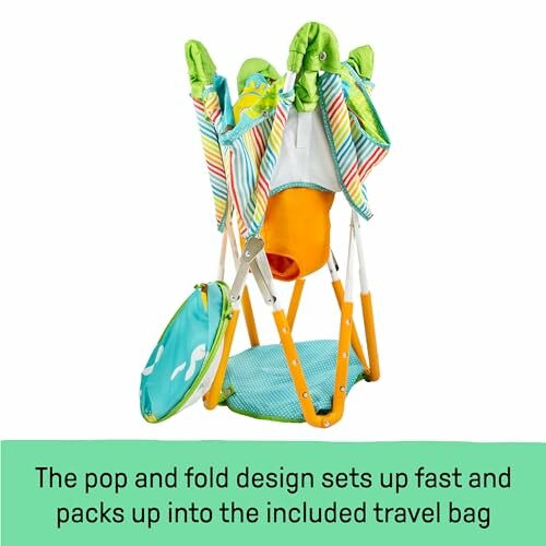 Colorful portable baby chair with pop and fold design.