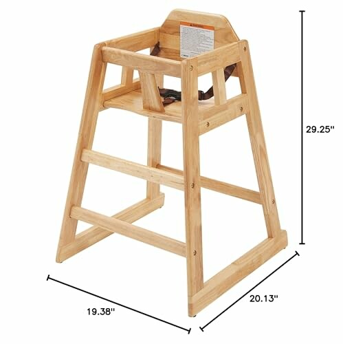 Wooden high chair with measurements